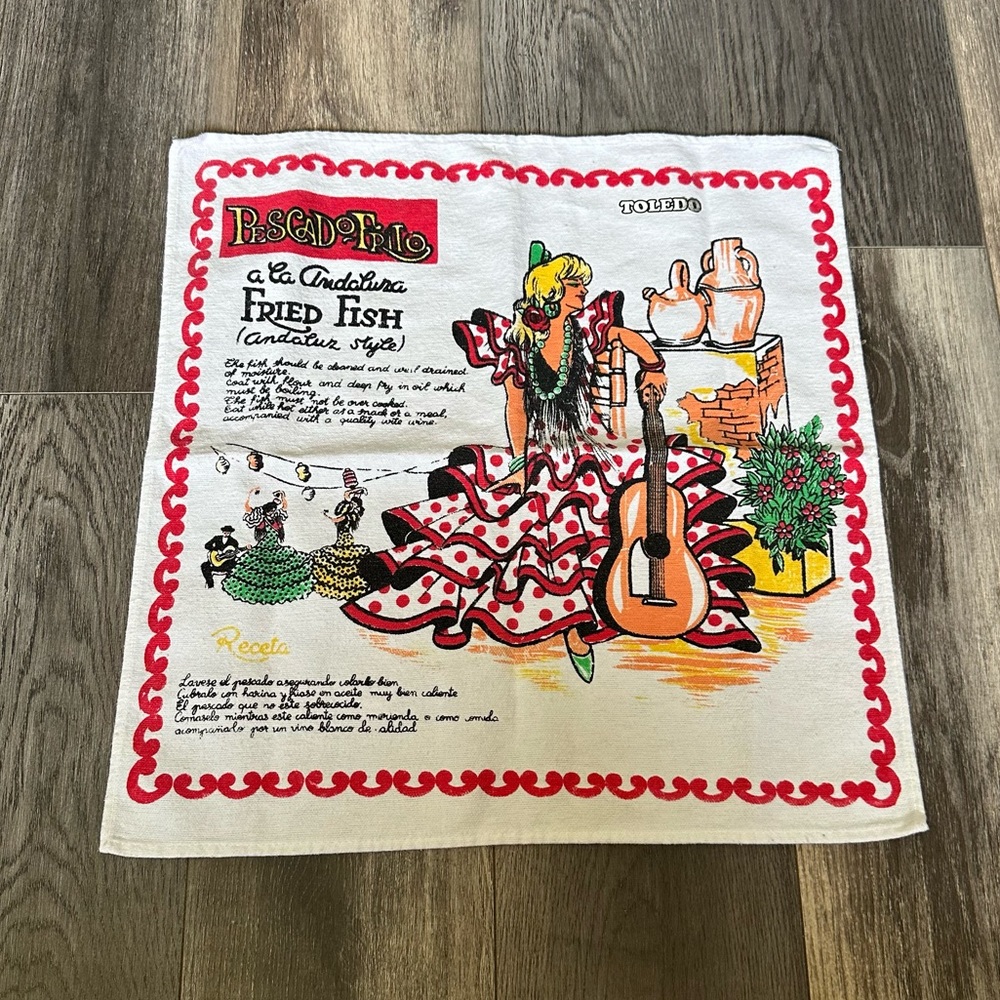 Toledo Spain Souvenir Kitchen Towel Vintage 100% Cotton